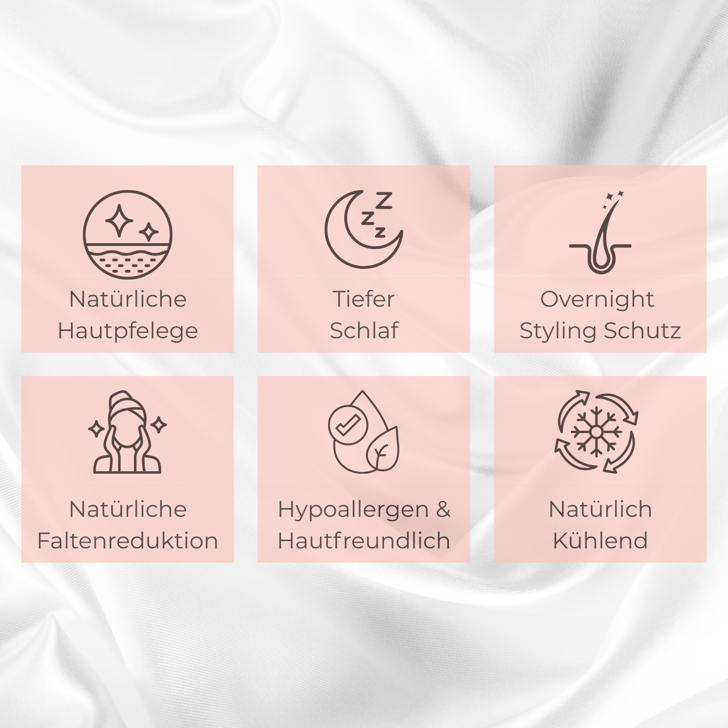 Kissenbezüge aus Seide helfen mit Natürlicher Hautpflege, verleihen tieferen Schlaf, über die Nacht Styling Schutz, Natürliche Faltenreduktion, sind Hypoallergen & Hautfreundlich und Kühlen dich natürlich
